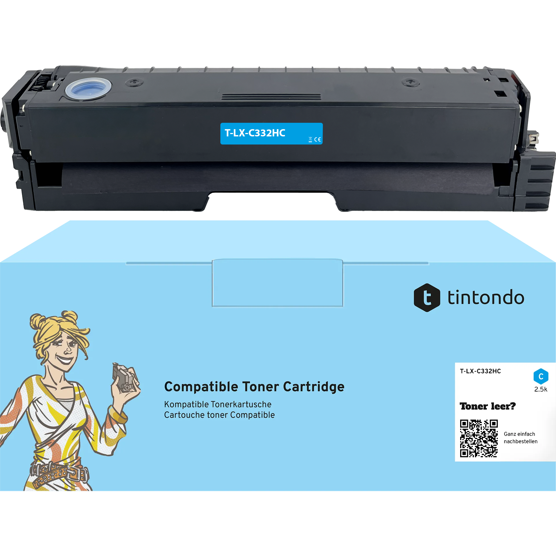 Toner kompatibel für Lexmark C332HC0 Cyan