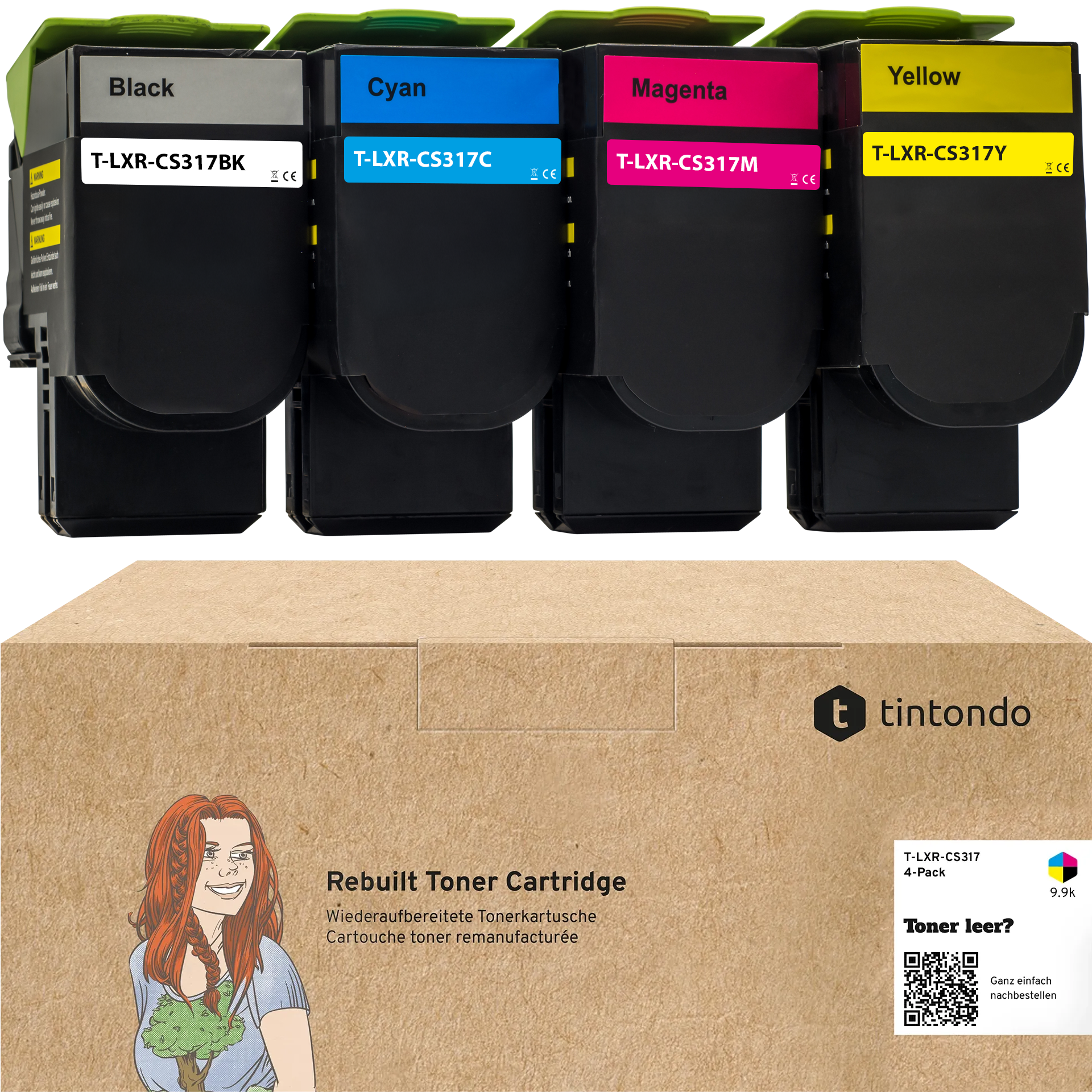 Rebuilt Toner für Lexmark CS317dn CS417dn 71B20K0 71B20C0 71B20M0 71B20Y0 CMYK 4er Set