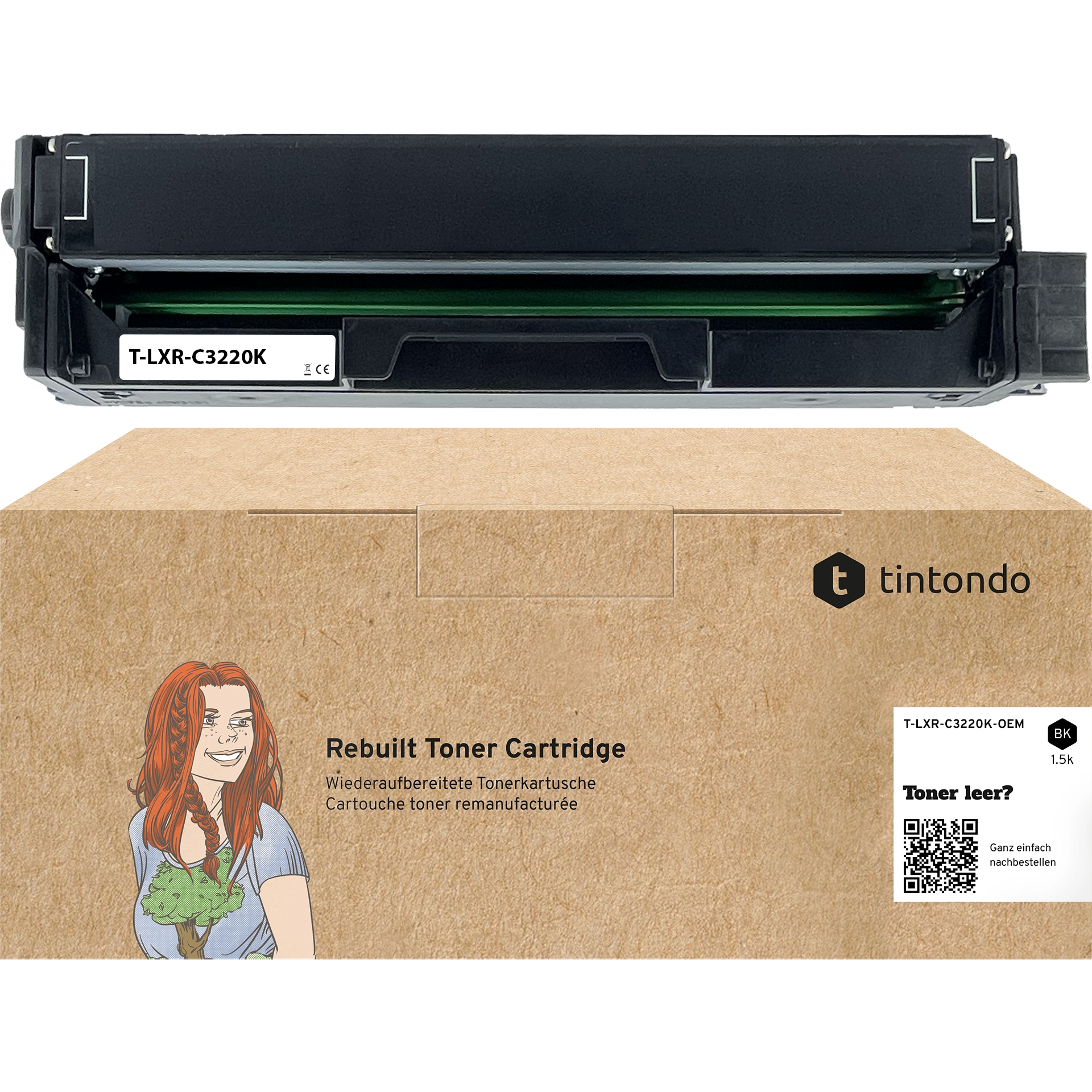 Rebuilt Toner für Lexmark C3220K0 Schwarz