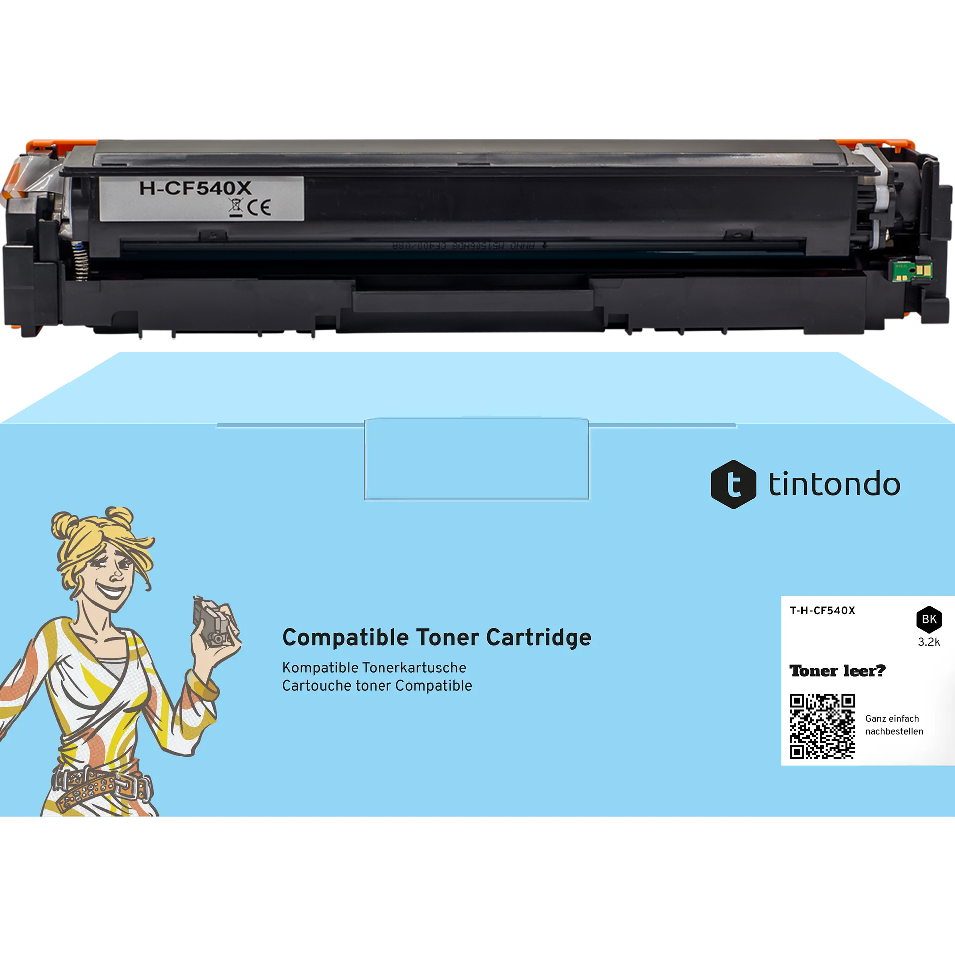Toner kompatibel für HP CF540X 203X Schwarz