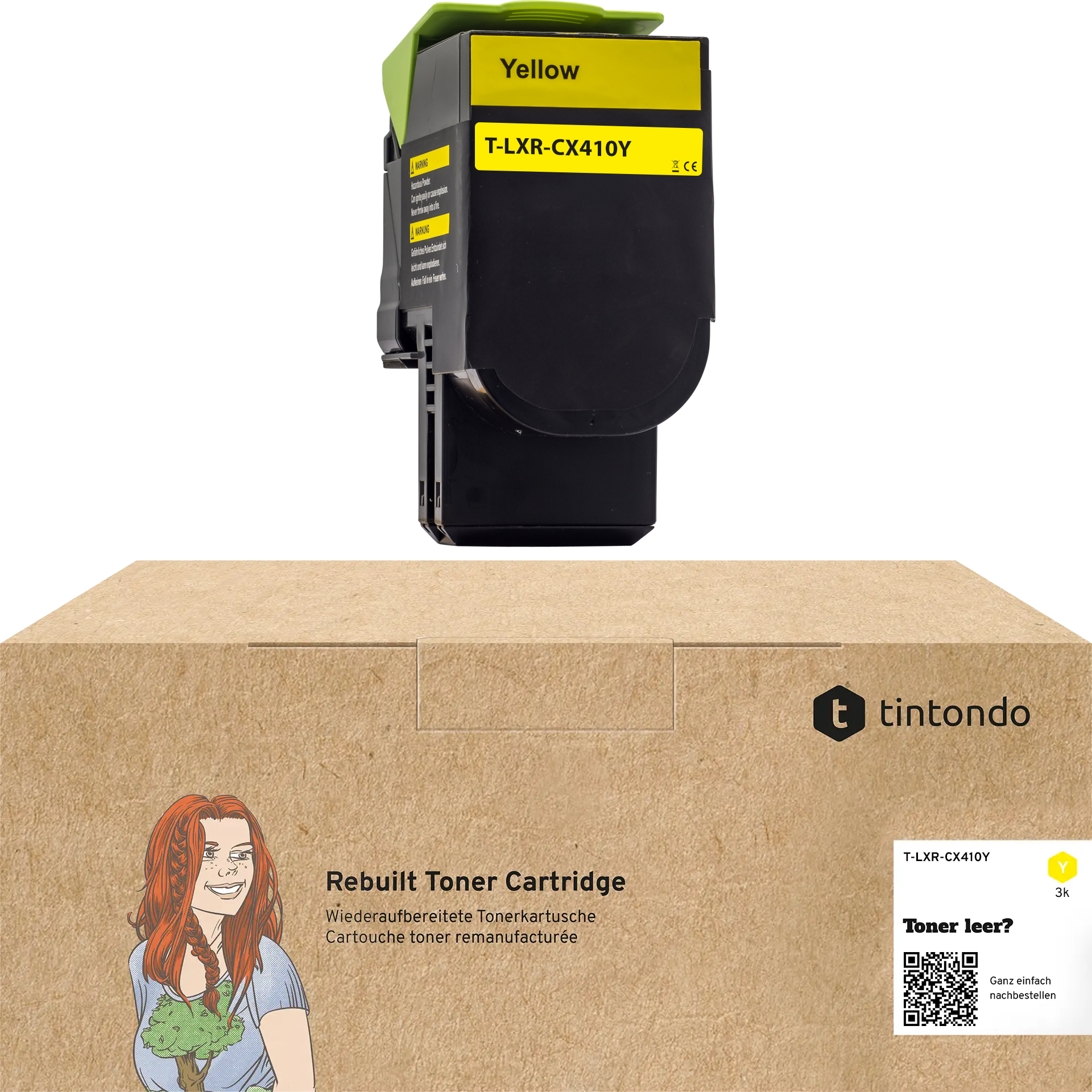 Rebuilt Toner für Lexmark CX410dn CX510de 80C2HY0 Gelb