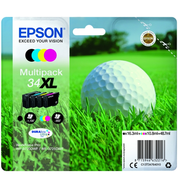 Original Tintenpatronen Epson 34XL Viererpack CMYK