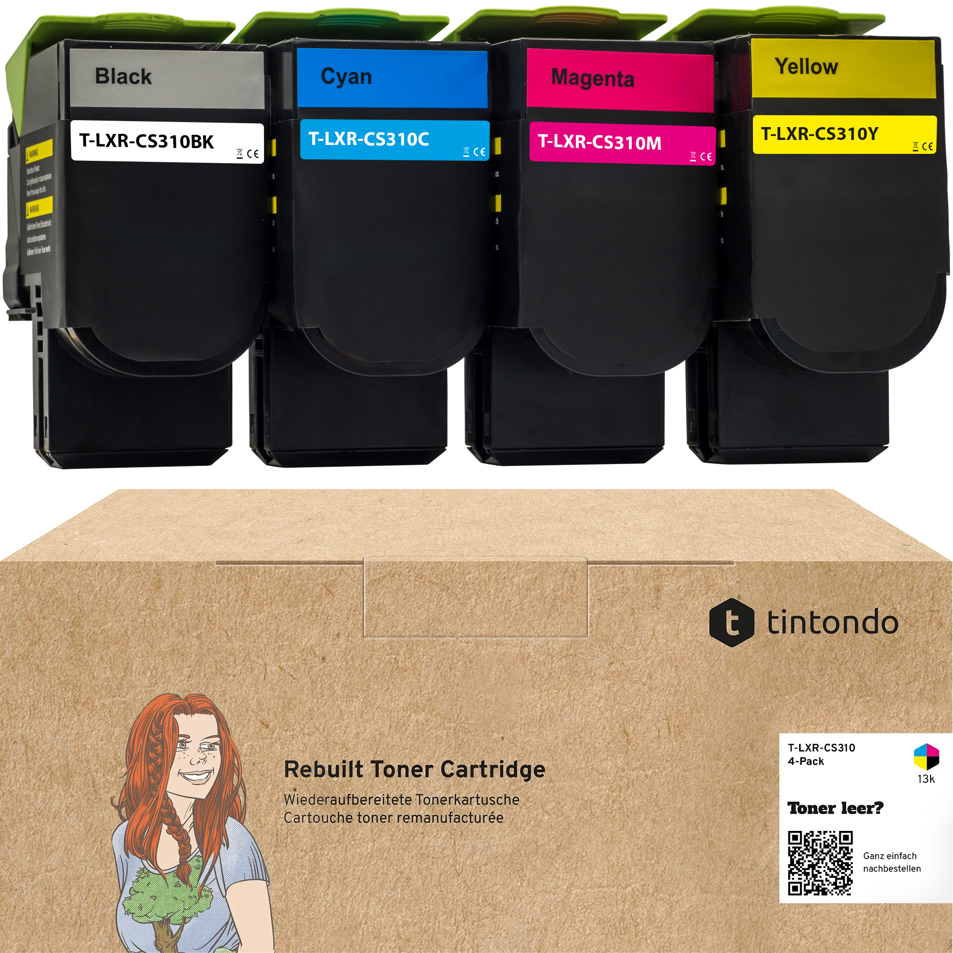 Rebuilt Toner für Lexmark CS310dn CS410dn CS510de 70C2HK0 70C2HC0 70C2HM0 70C2HY0 CMYK 4er Set