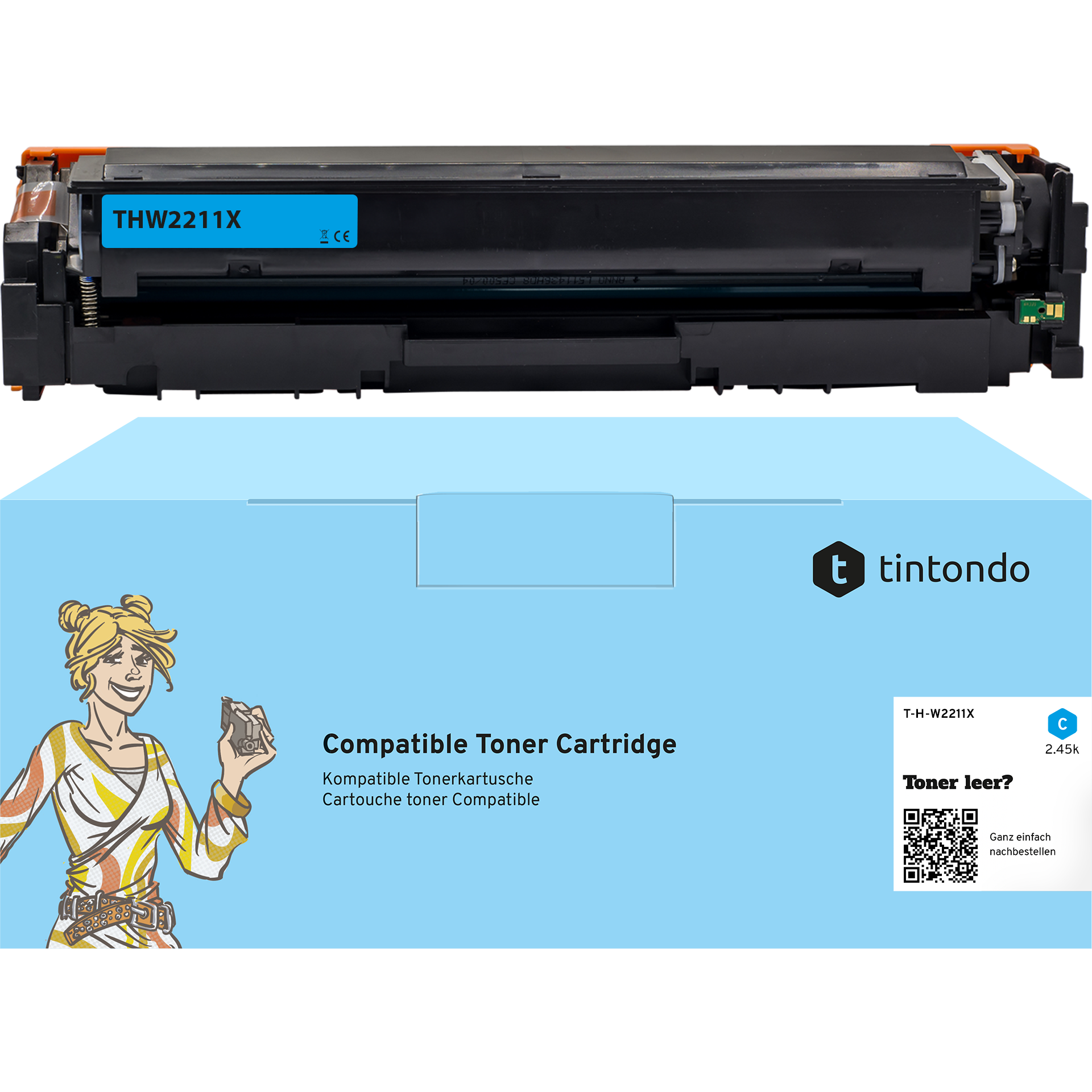 Toner kompatibel für HP Color LaserJet Pro MFP M283fdw W2211X 207X Cyan