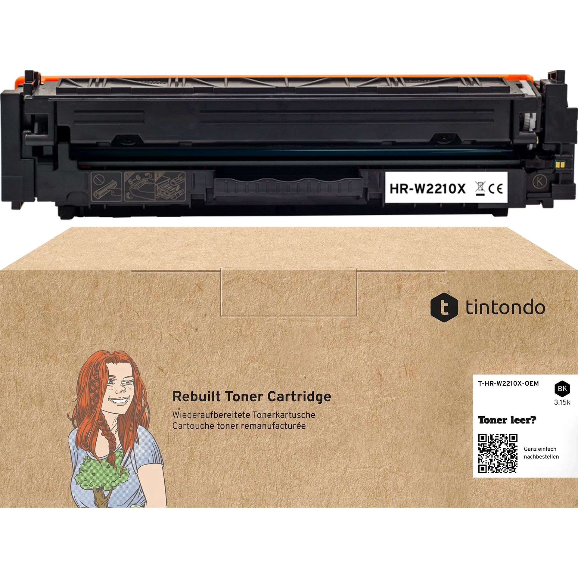 Rebuilt Toner für HP W2210X 207X Schwarz
