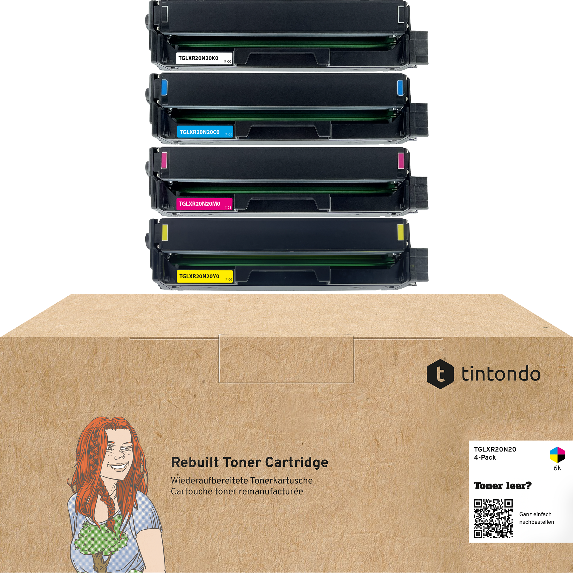Rebuilt Toner für Lexmark CS331dw CS431dw CX431adw 20N20K0 20N20C0 20N20M0 20N20Y0 CMYK 4er Set