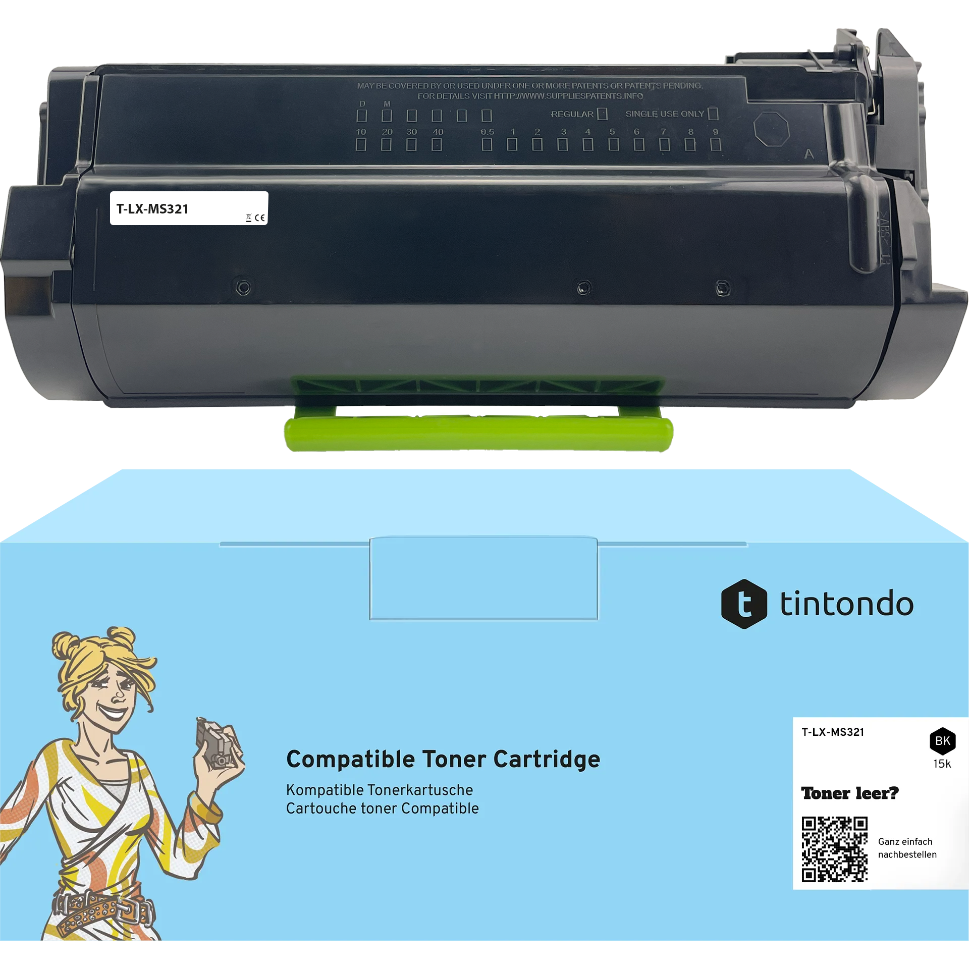 Toner kompatibel für Lexmark MS321dn MS421dn 56F2H00 Schwarz
