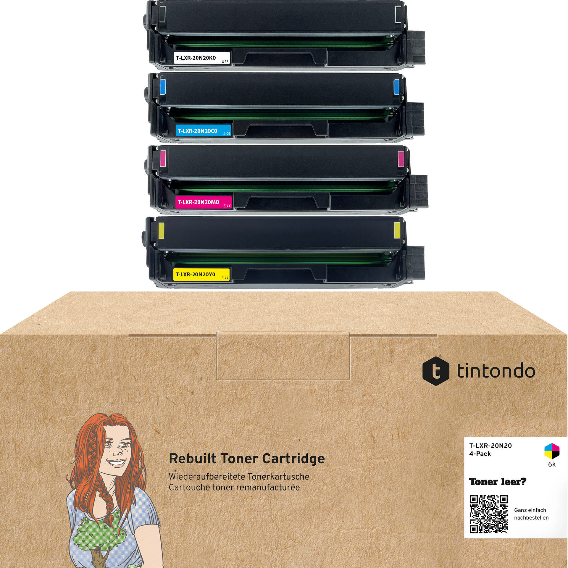 Rebuilt Toner für Lexmark 20N20K0 20N20C0 20N20M0 20N20Y0 BKCMY 4er Set