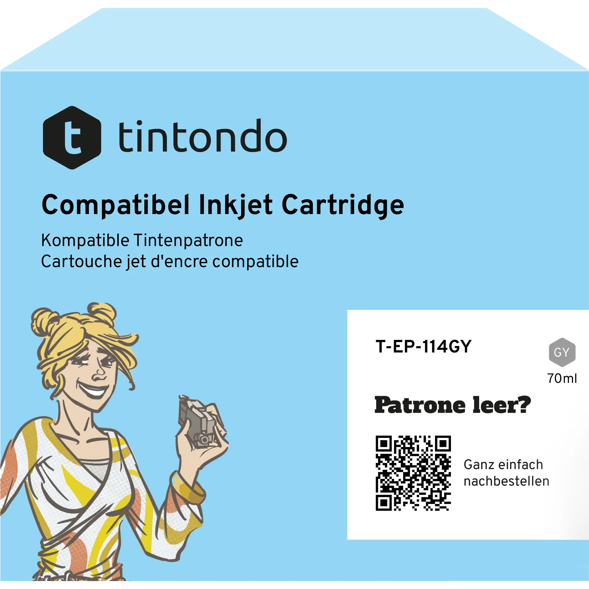 Tintenflasche kompatibel für Epson 114 Grau