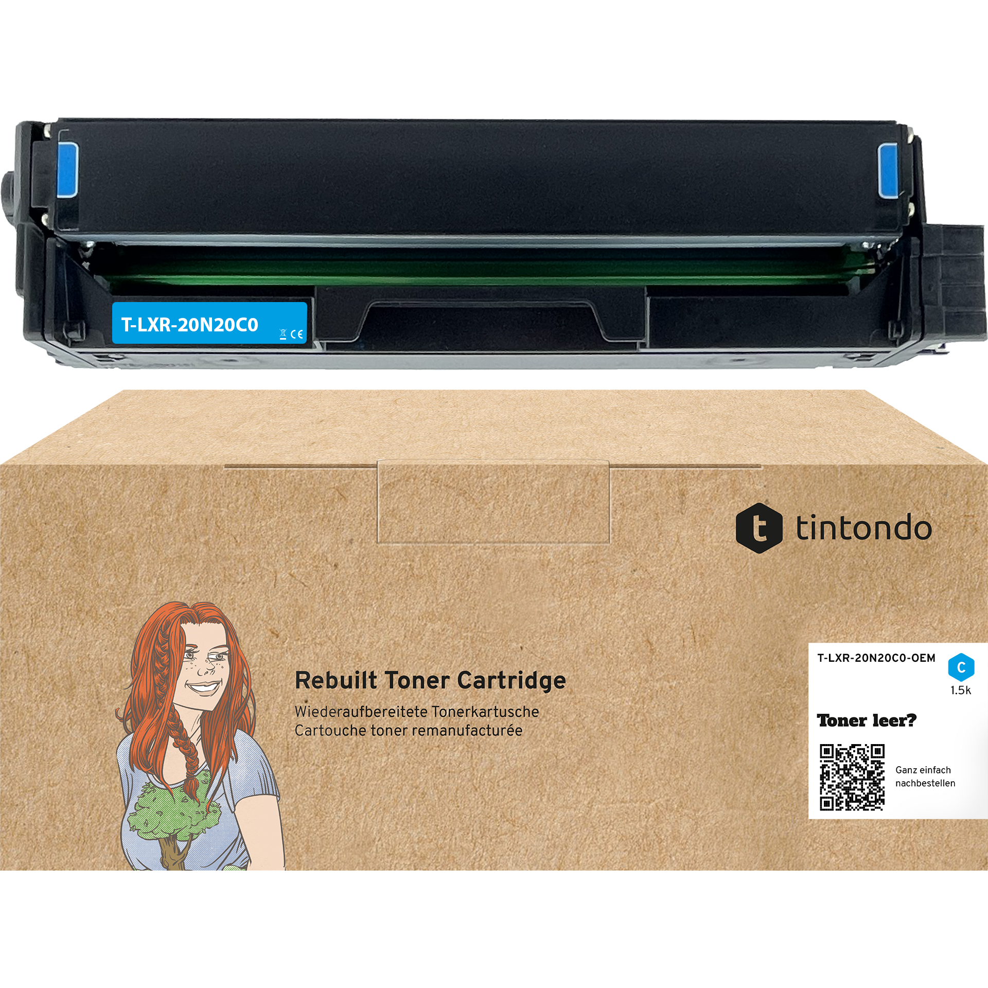 Rebuilt Toner für Lexmark 20N20C0 Cyan