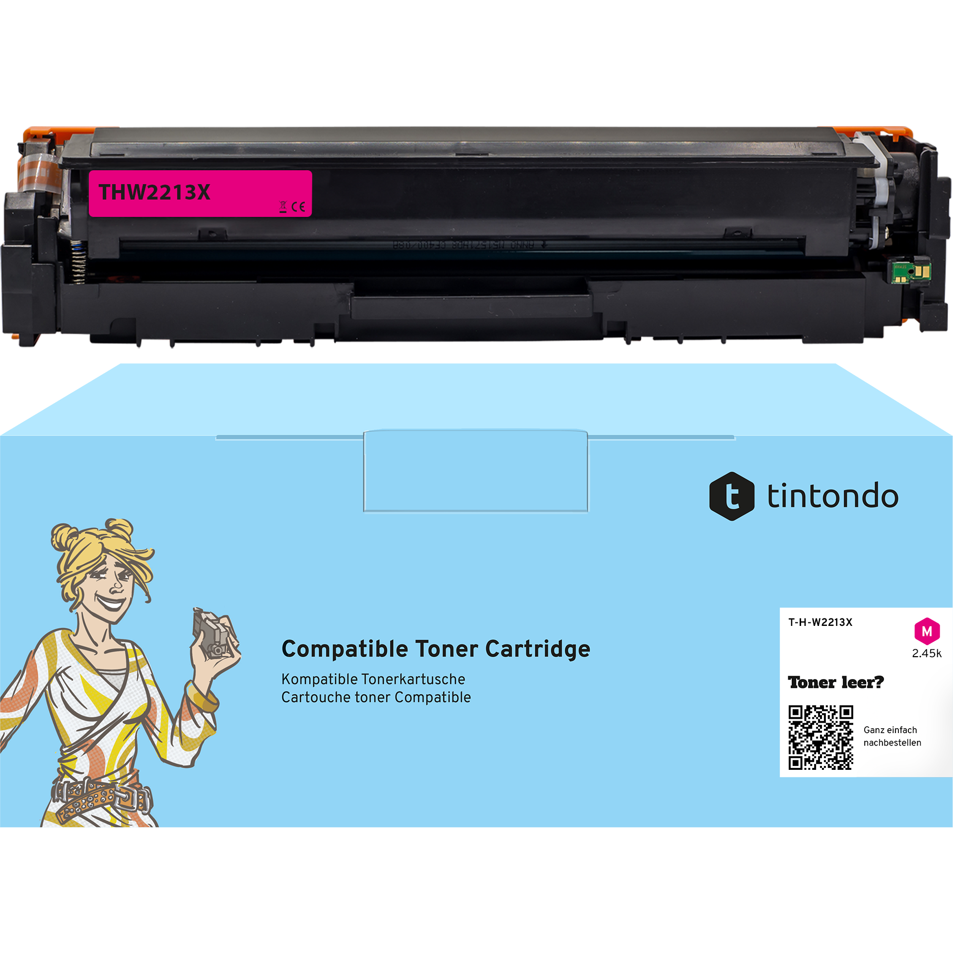 Toner kompatibel für HP Color LaserJet Pro MFP M283fdw W2213X 207X Magenta