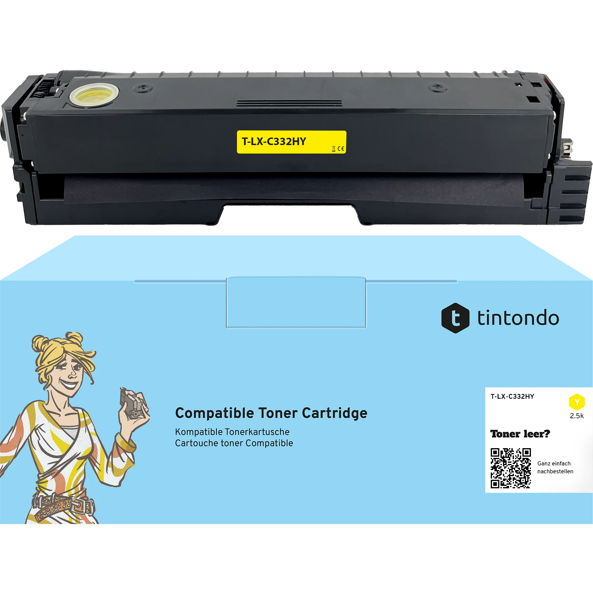 Toner kompatibel für Lexmark C332HY0 Gelb