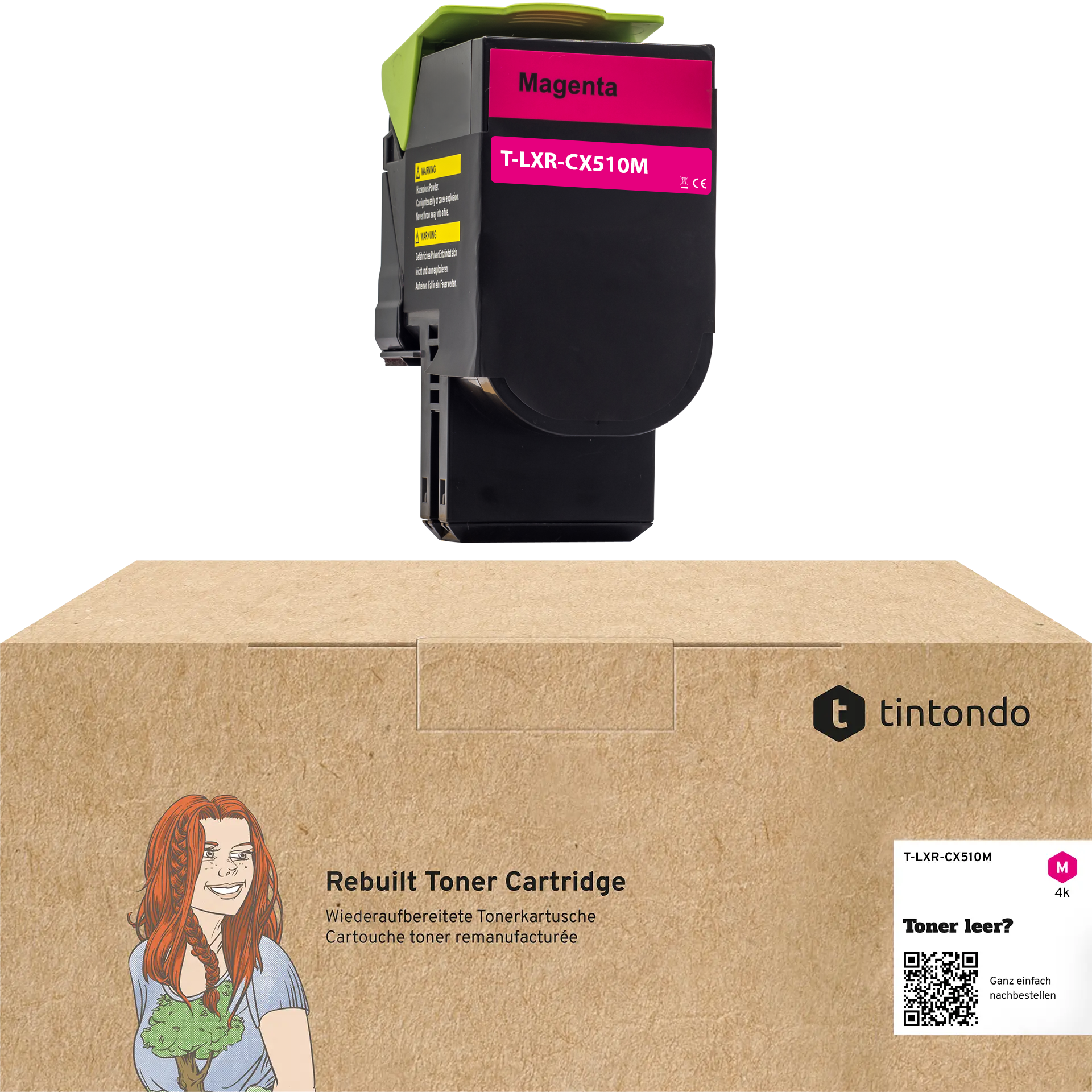 Rebuilt Toner für Lexmark CX510de 80C2XM0 Magenta