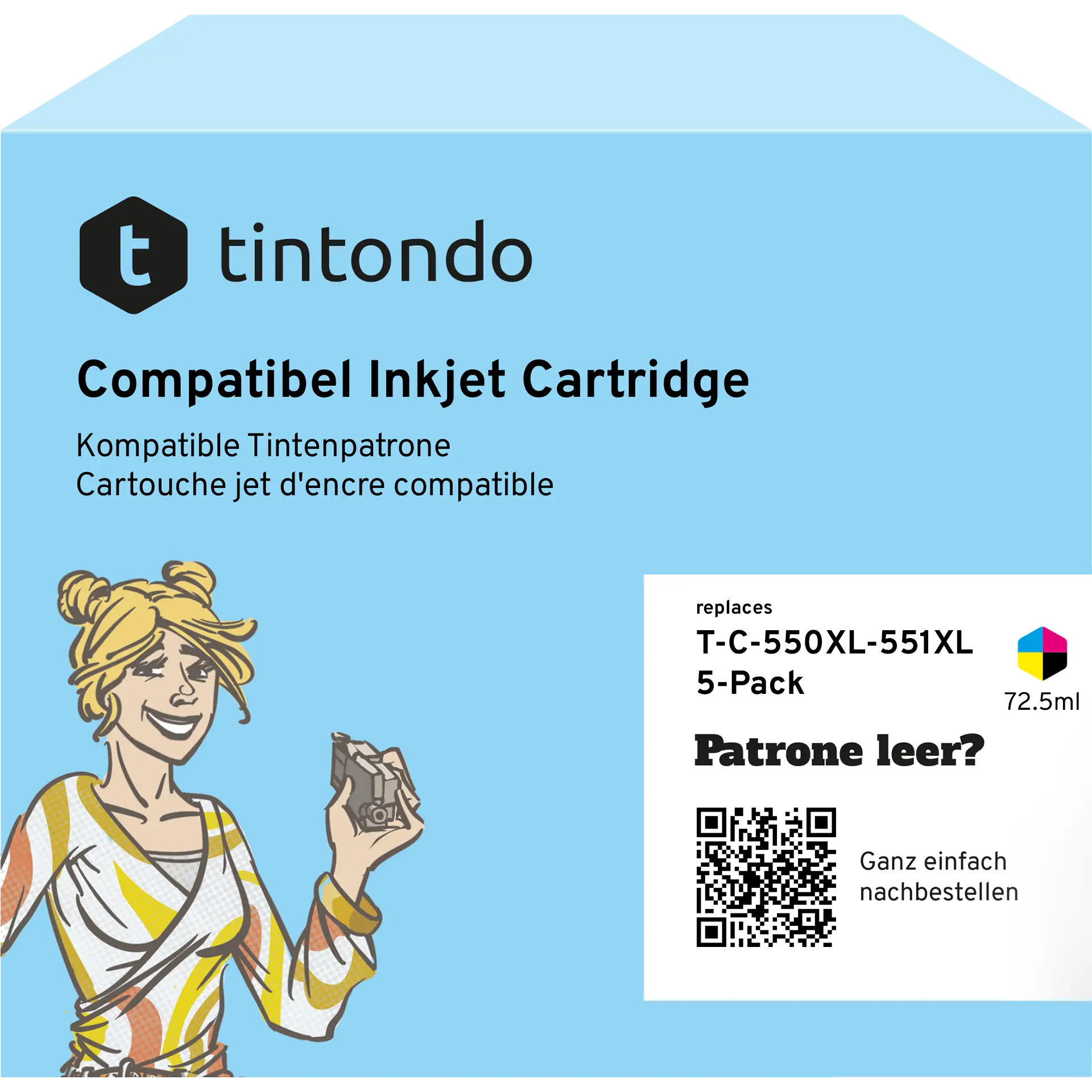 Druckerpatronen kompatibel für Canon PGI-550XL CLI-551XL BKCMY + 1BK 5er Set