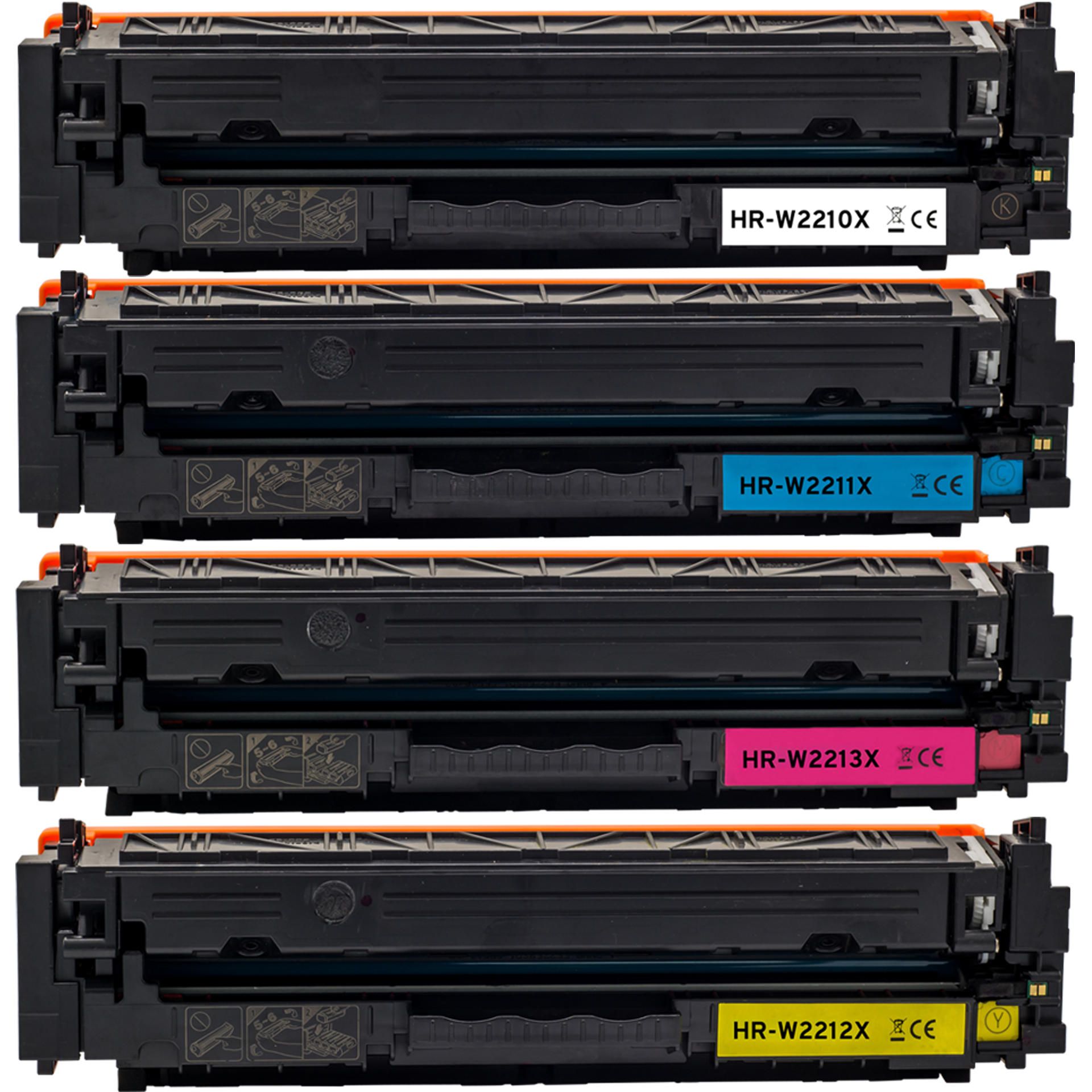 Rebuilt Toner für HP W2210X W2211X W2212X W2213X 207X BKCMY 4er Set