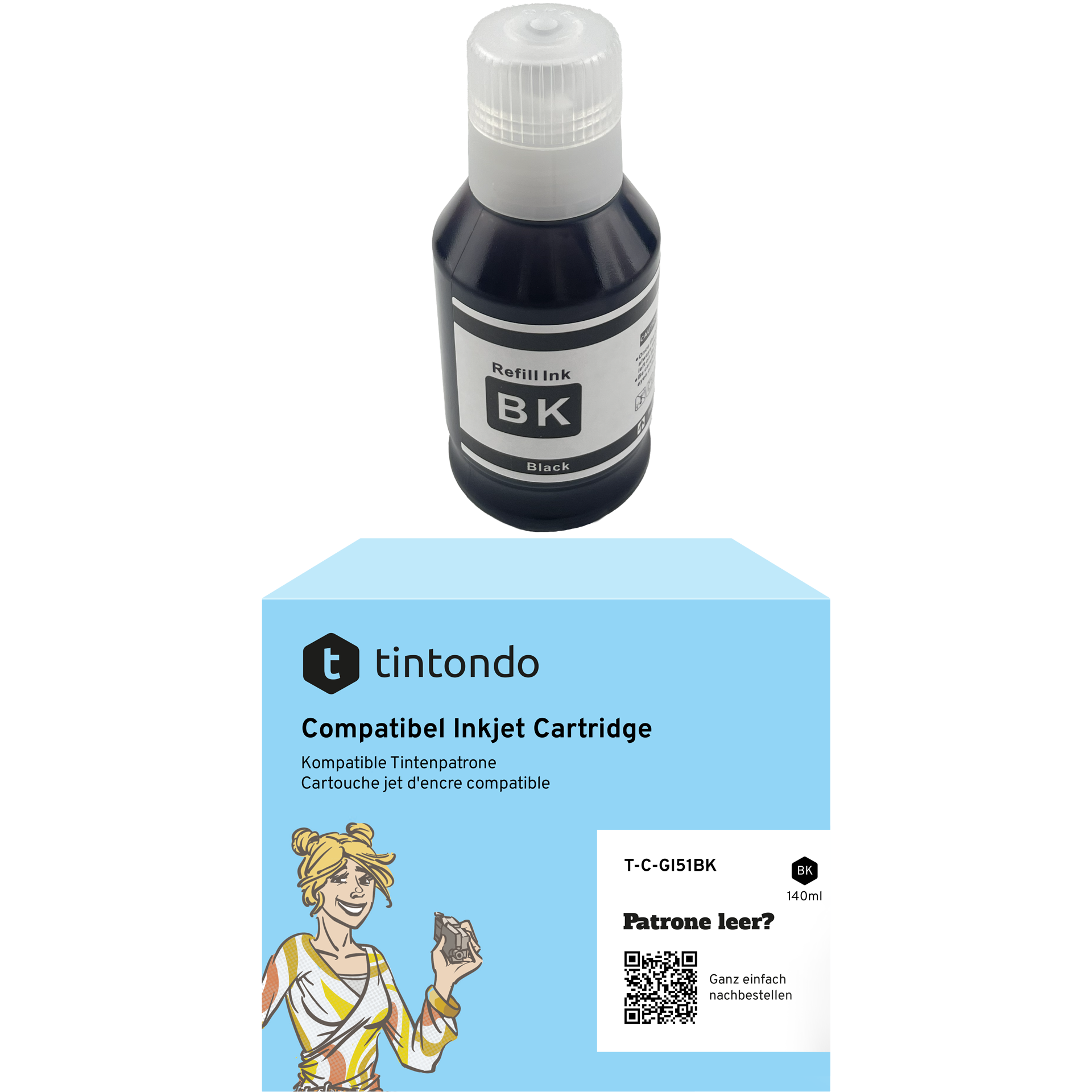 Tintenflasche kompatibel für Canon GI-51 Schwarz
