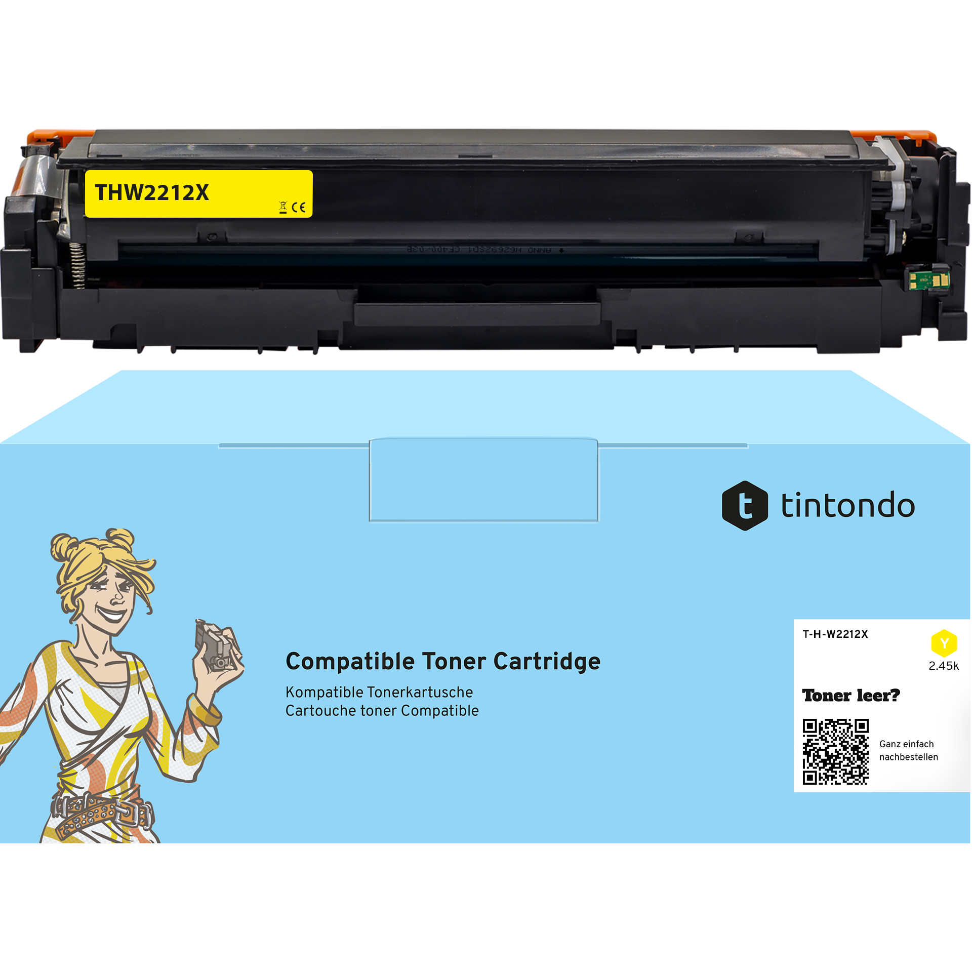 Toner kompatibel für HP Color LaserJet Pro MFP M283fdw W2212X 207X Gelb