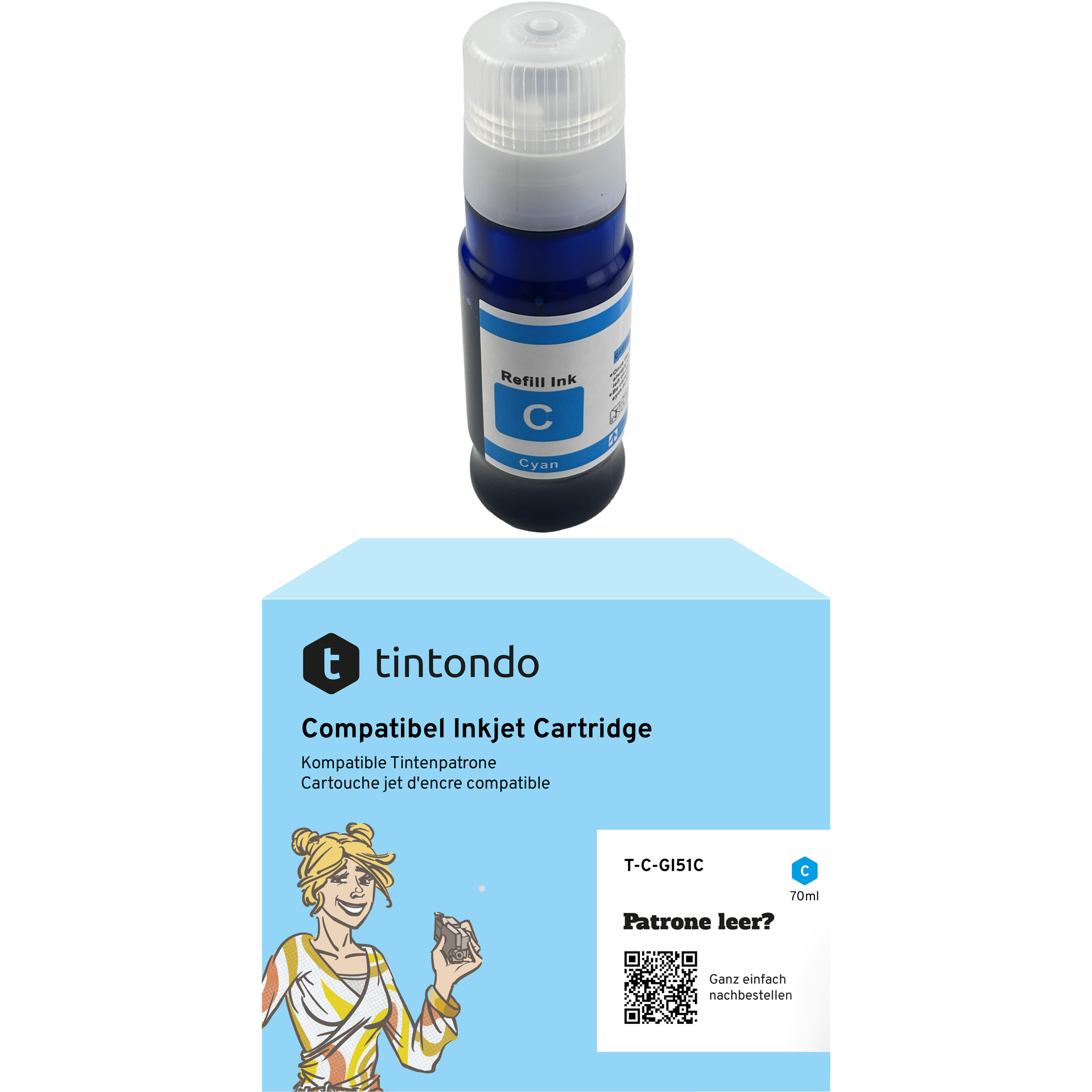 Tintenflasche kompatibel für Canon GI-51 Cyan