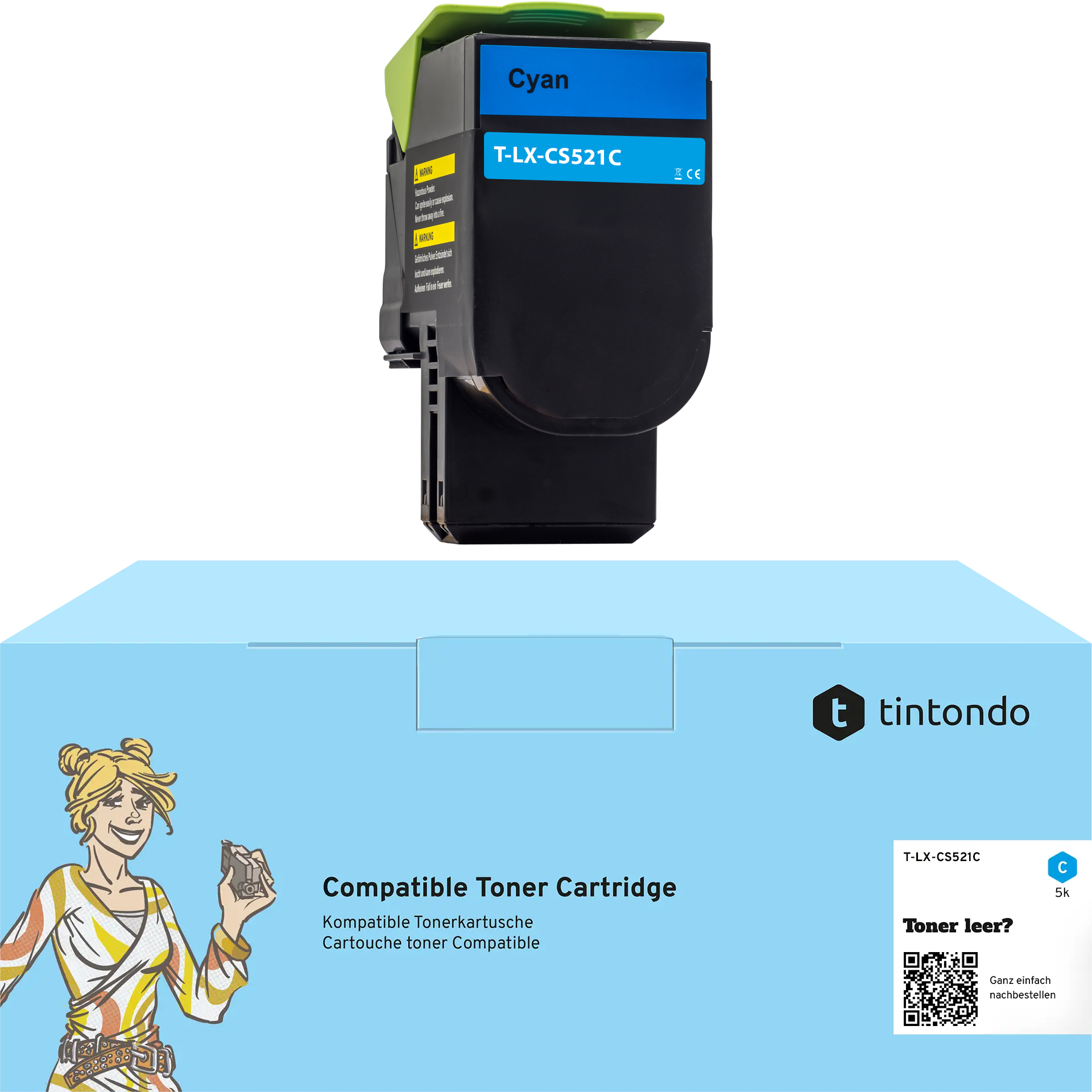 Toner kompatibel für Lexmark CX622ade CX625adhe CX625ade 78C2XC0 782XC Cyan
