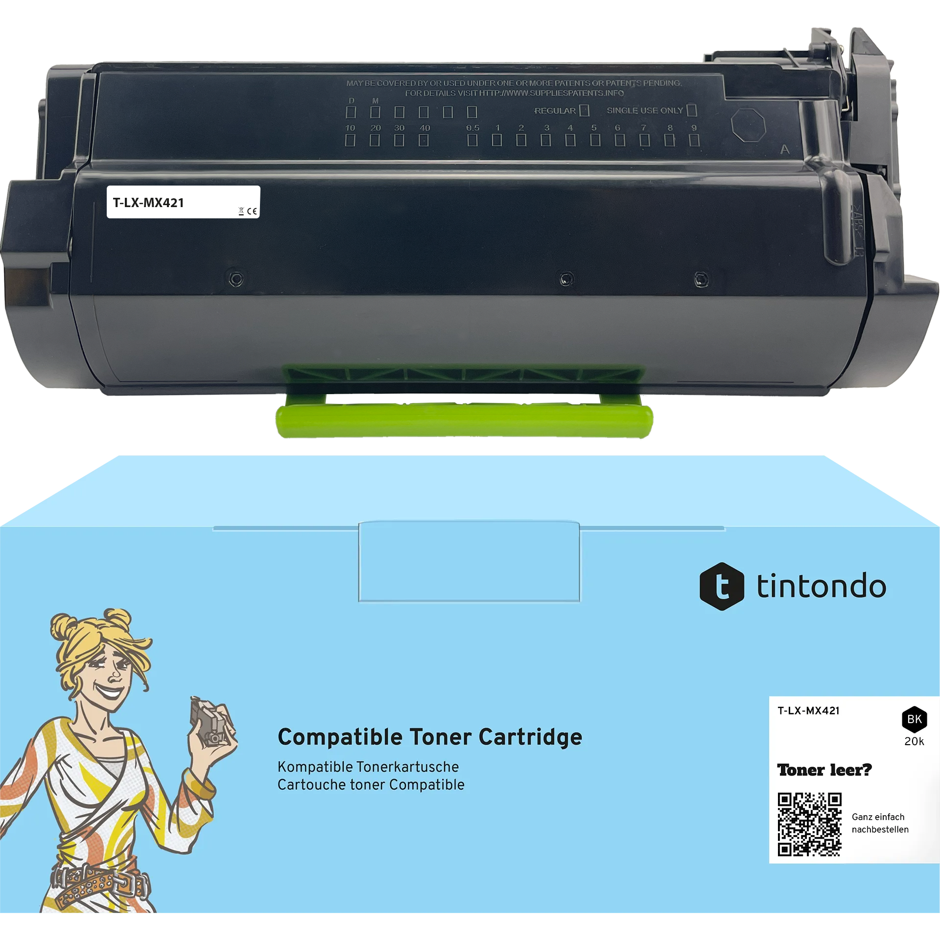 Toner kompatibel für Lexmark MS421dn MS521dn 56F2X00 Schwarz