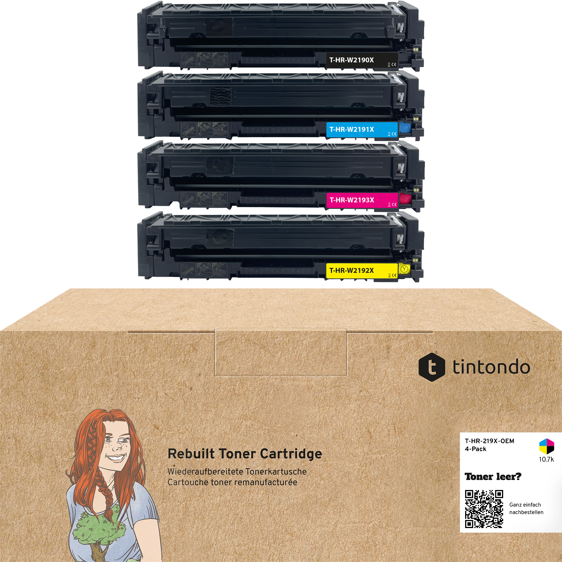 Rebuilt Toner für HP W2190X W2191X W2192X W2193X 219X BKCMY 4er Set