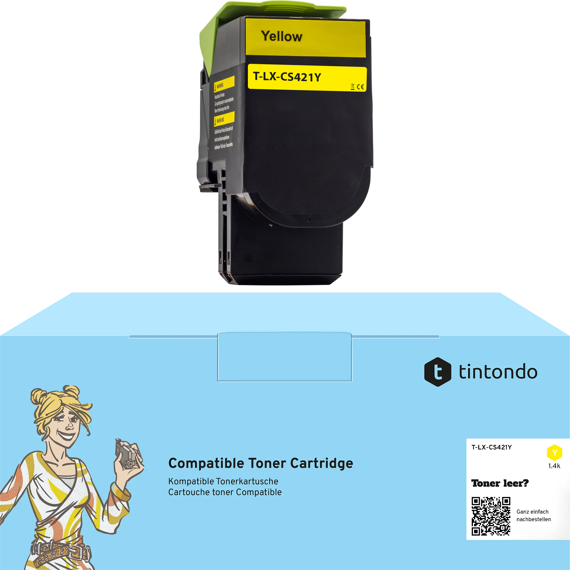Toner kompatibel für Lexmark CS421dn CX421adn CX521ade 78C20Y0 782Y Gelb