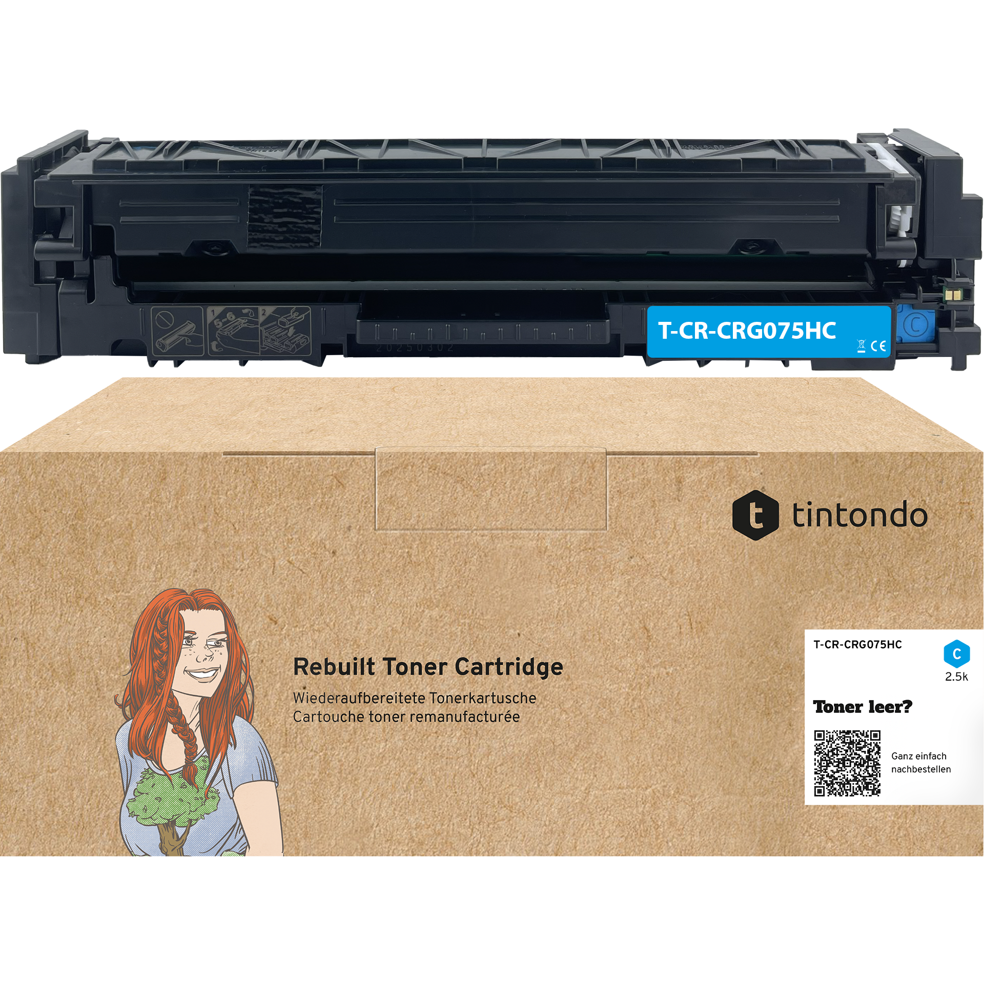 Rebuilt Toner für Canon 075HC Cyan