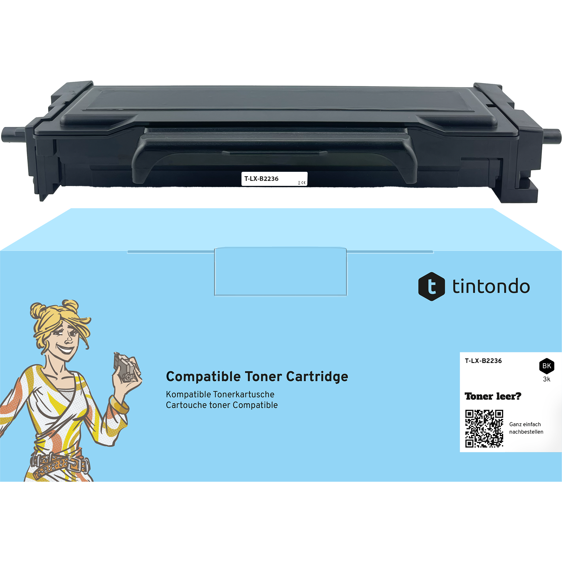 Rebuilt Toner für Lexmark B222H00 Schwarz