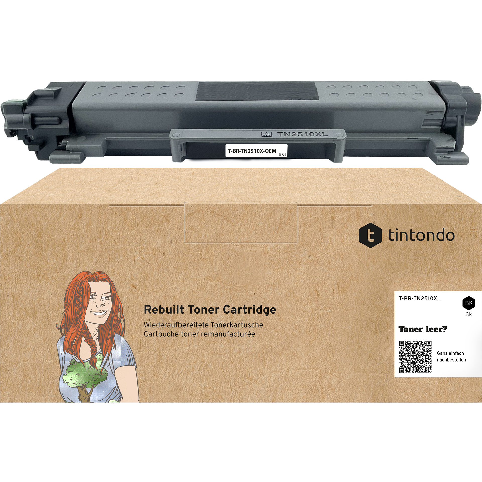 Rebuilt Toner für Brother TN-2510XL Schwarz