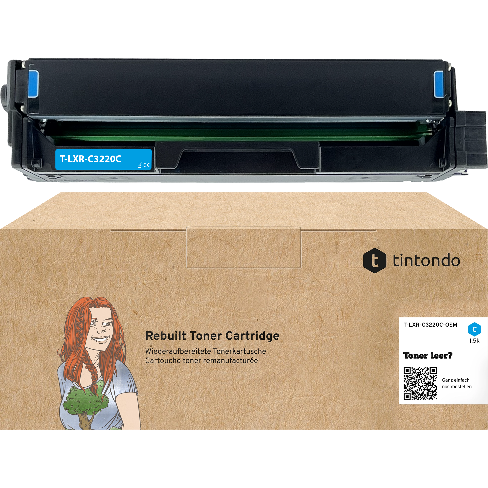 Rebuilt Toner für Lexmark C3220C0 Cyan