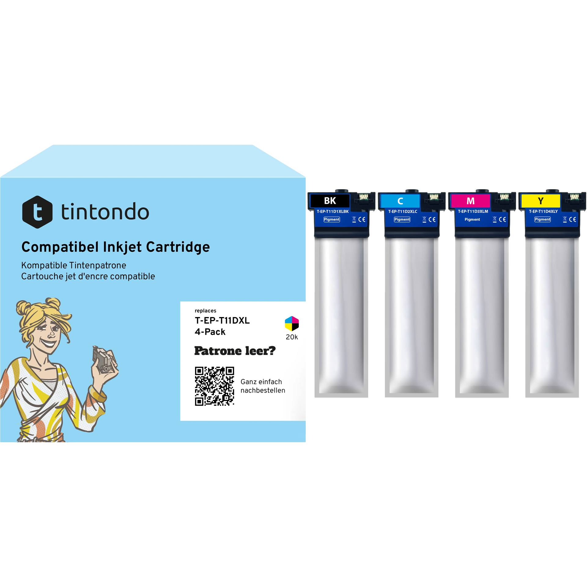 Druckerpatronen kompatibel für Epson T11D140 T11D240 T11D340 T11D440 XL BKCMY 4er Set