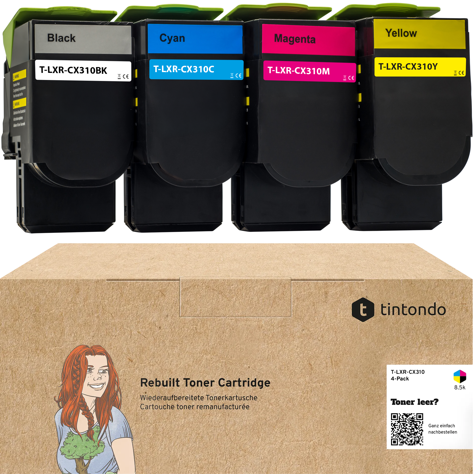 Rebuilt Toner für Lexmark CX310dn CX410dn CX510de 80C2SK0 80C2SC0 80C2SM0 80C2SY0 CMYK 4er Set