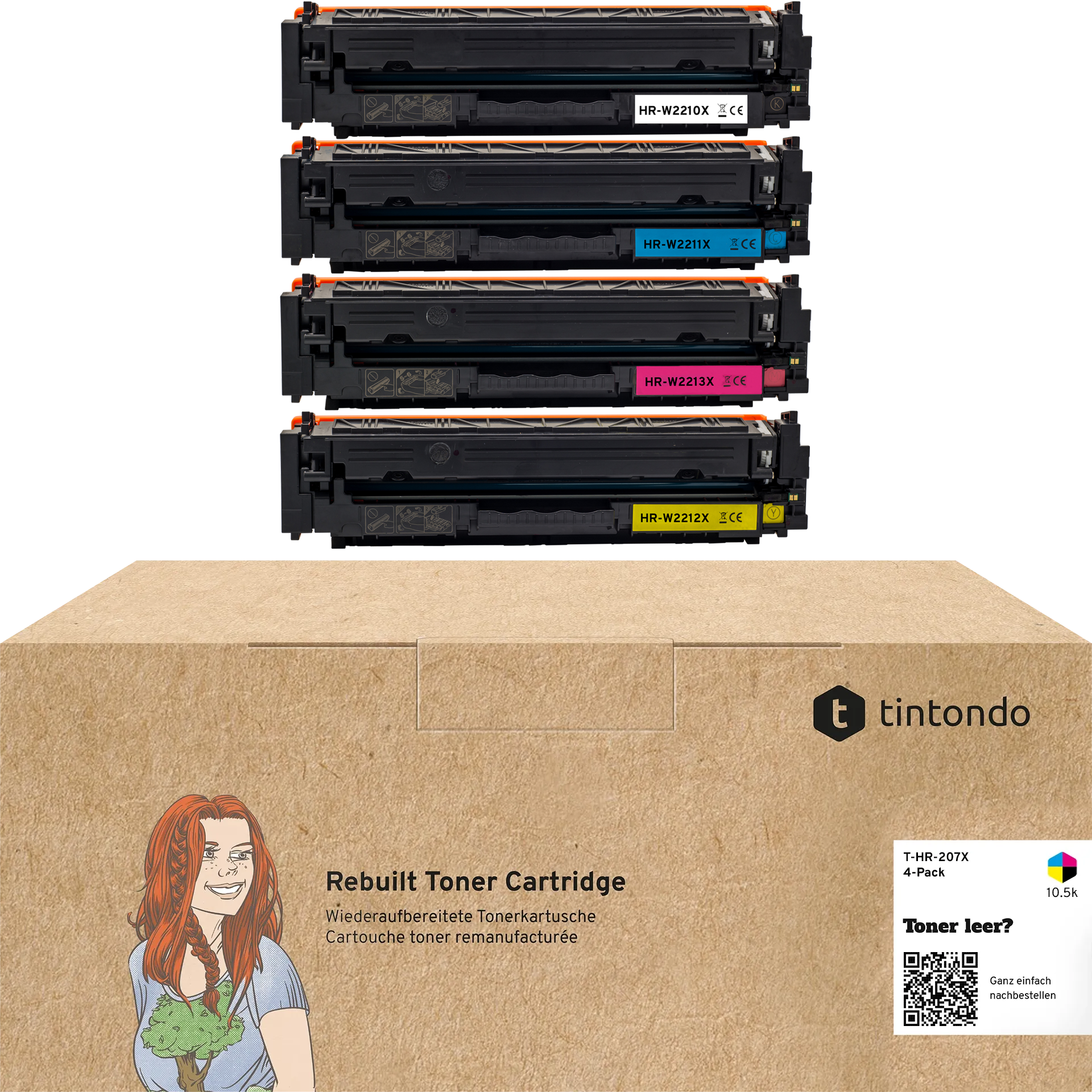 Rebuilt Toner für HP W2210X W2211X W2212X W2213X 207X BKCMY 4er Set